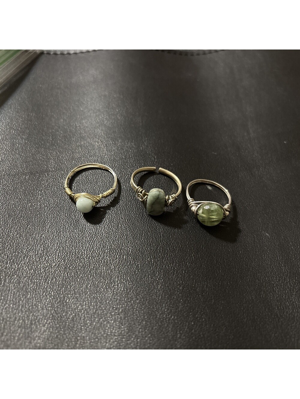 Handmade Sterling Silver Wire And Stone Rings Lot Of 3